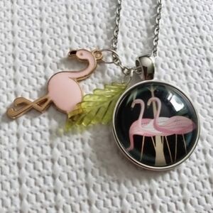 Flamingo Charm Necklace with charms